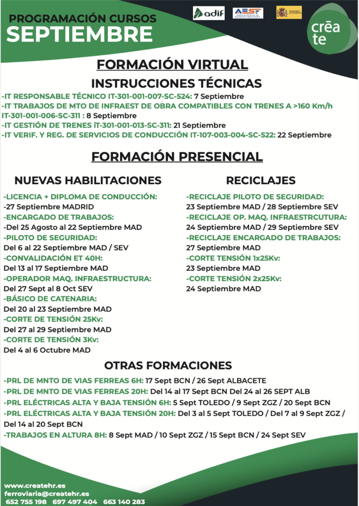 cursos ferroviarios septiembre